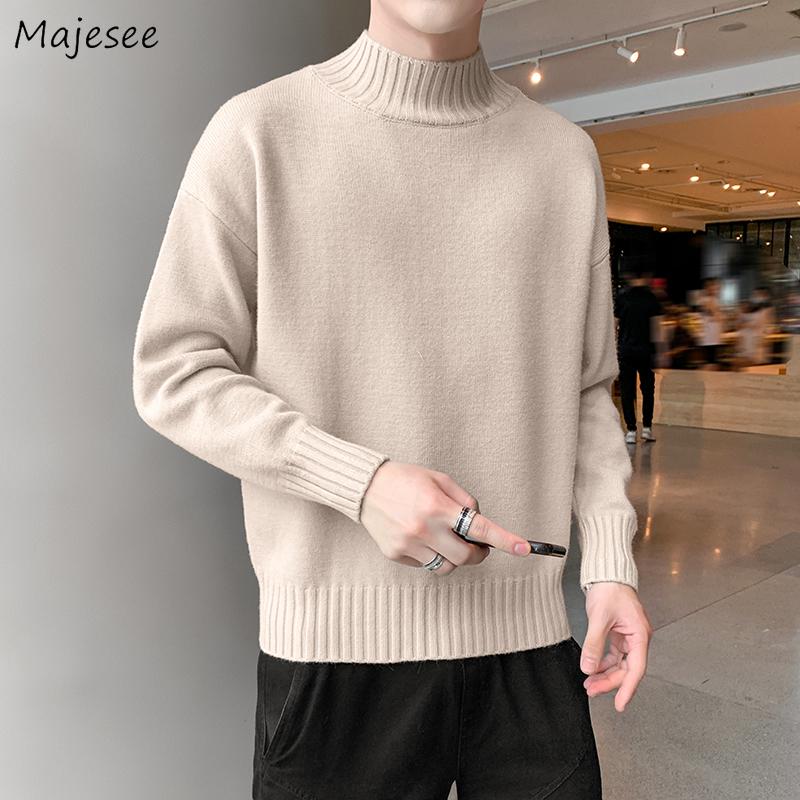 

Pullovers Men Casual Solid Thin Fitness Turtleneck Winter Basic Knitted Sweater All-match Korean Style Ulzzang Simple Chic New, 913 light-gray