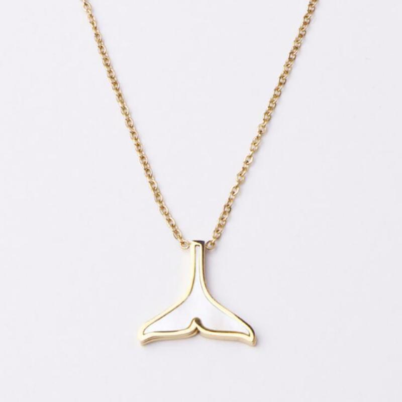 

Stainless Steel Fashion Thin Fish Tail Pendant Necklace Rose Gold Korea Trending Tail Fish Necklaces Gift For Him