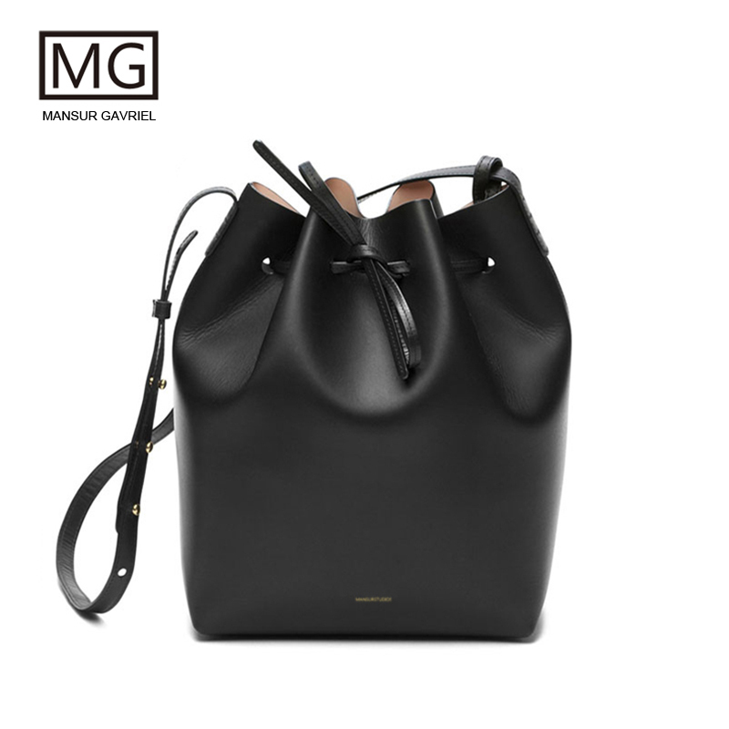 

LVLOUISBAGVITTON Women MansurGavriel Shipping Bucket Bags, Real Bag Genuine Lady ,Mansur Leather Shoulder Gavriel Le, Red;black