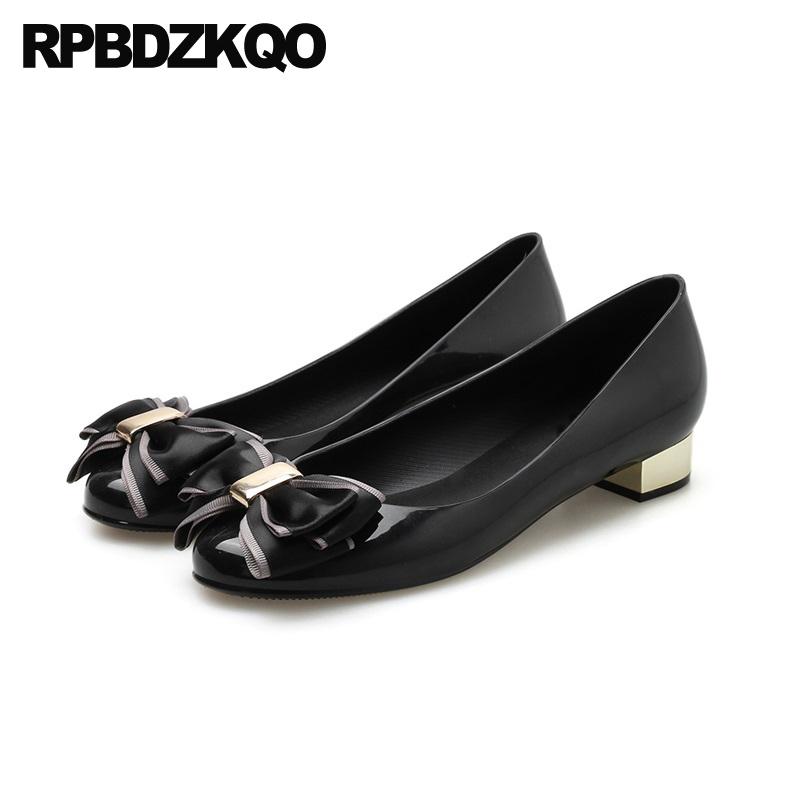 

cheap designer sweet korean black round toe pink bow block slip on women fashion cute kawaii 2021 ladies low heels shoes casual