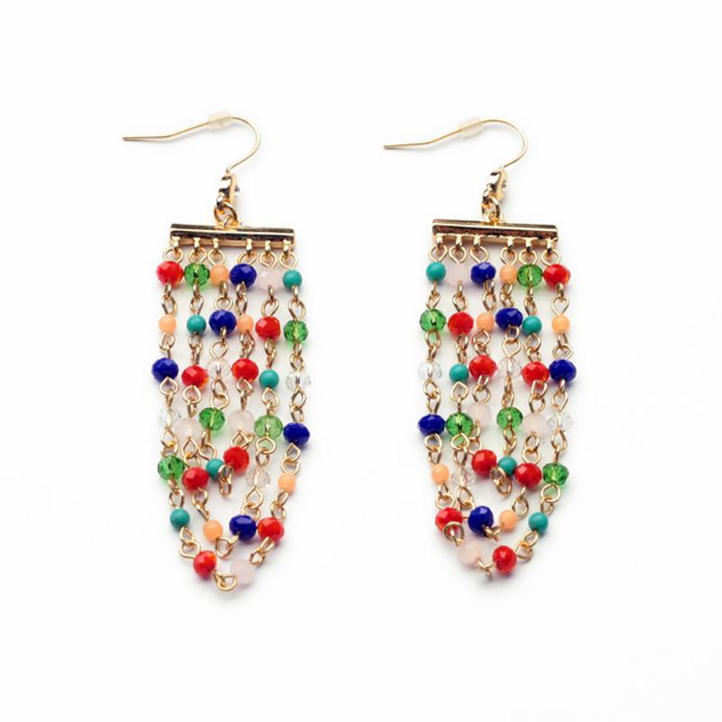 

Personality Bohemia High-end Color Multilayer Bead Exaggeration Earrings Big Earrings For Women Long