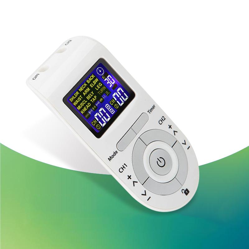 

ABS Dual-Output 12 Modes Adjustable Electric Pulse Massager For Pain Relief ,LCD Screen Body Muscle Massage Stimulator Device