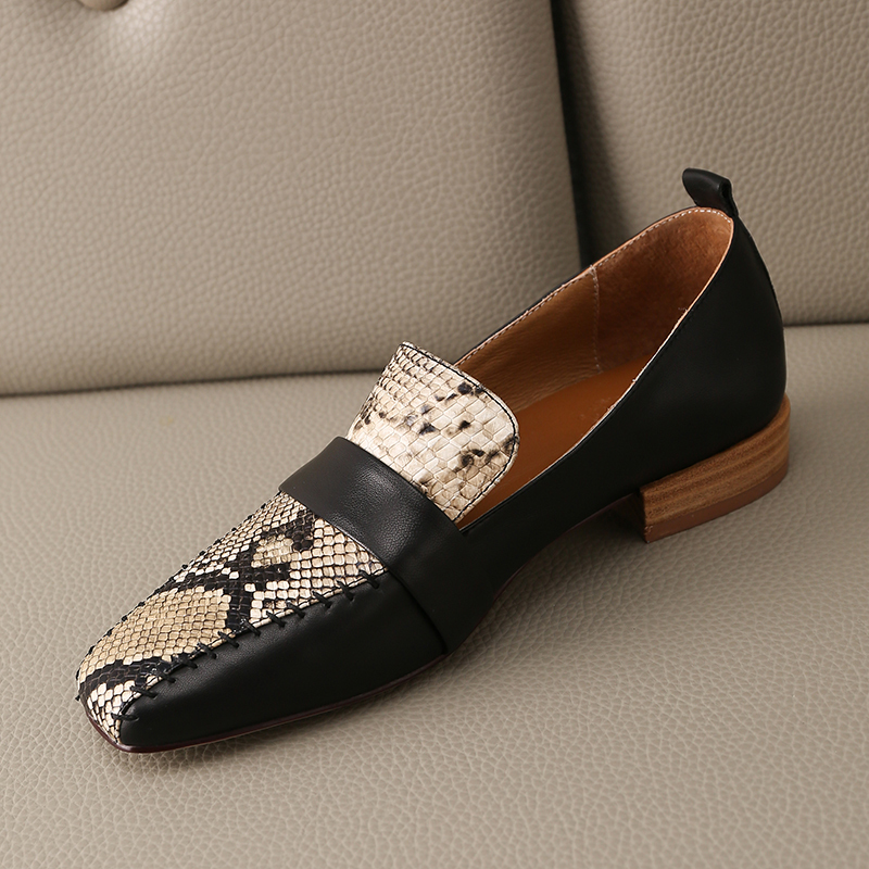 

2021 Elegant Concise Make Women Leather Foot Finger Shoes Woman Spring Jod9, Black white