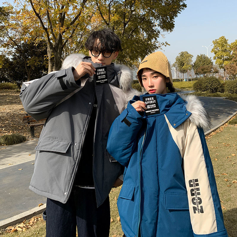 

2021 Men's Fashion Winter New Parkas Hooded Warm Woman Casual Oversized Coats Graphic Printed Man Streetwear Parka 7opf, Blue
