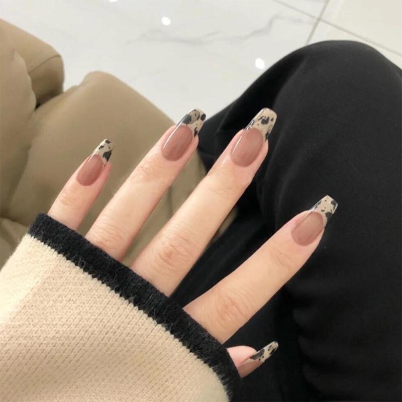 

24pcs/Box Detachable fake nail with design French False Nails Ballerina Wearable Fake Nails Full Cover Nail Tips, 2-press glue set