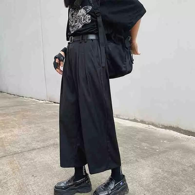 

Men's Pants Black Loose Wide Leg Capris Korean Fashion Slim Fit Summer Straight Simple Trend Casual