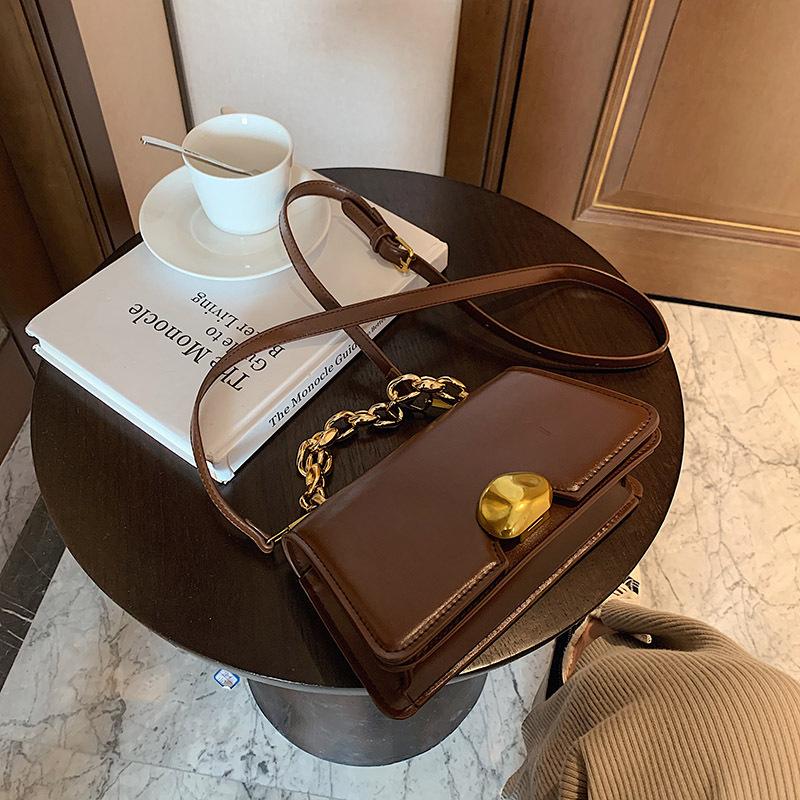 

Crossbody Bags For Women Design Vintage Fashion Simplicity Casual Chain Messenger Shoulder Bag Leather Lady Handbag, Black