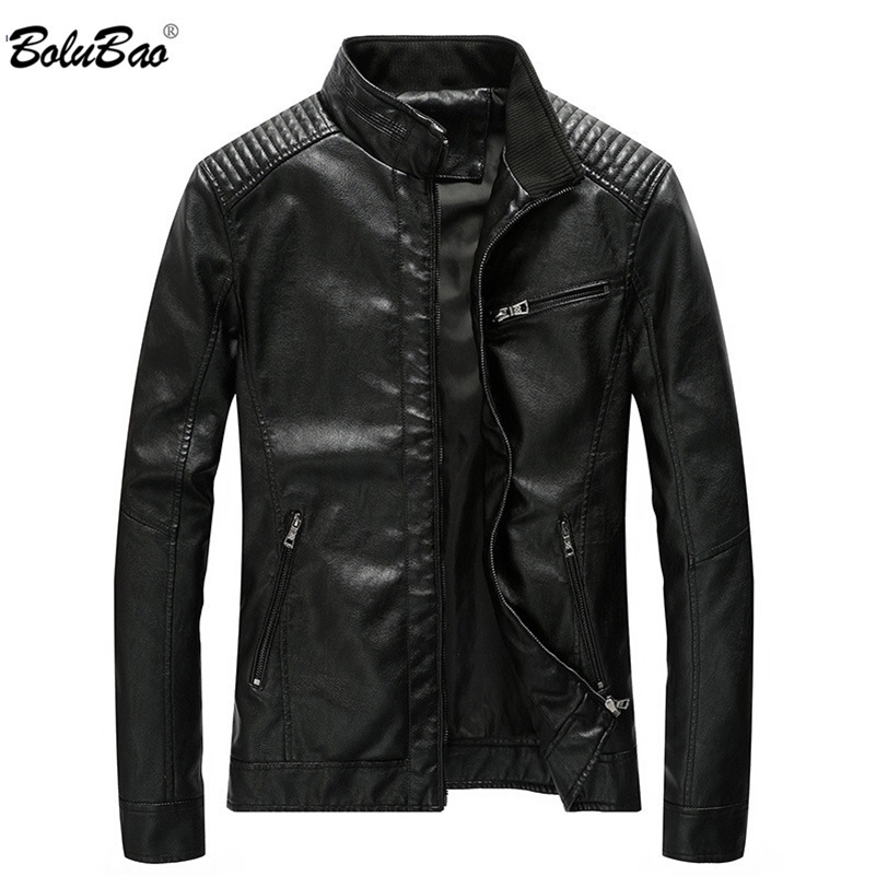

BOLUBAO Fashion Men's PU Jackets Coats Motorcycle Leather Jackets Men Autumn Leather Clothing Male Casual Brand Coats 201116, Coffe