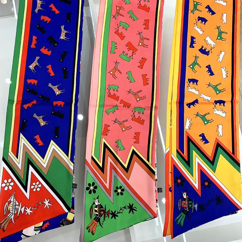 

Scarves 160*20cm Myth Animal Pattern Printing Twill Weave Scarf Silk Women's Long