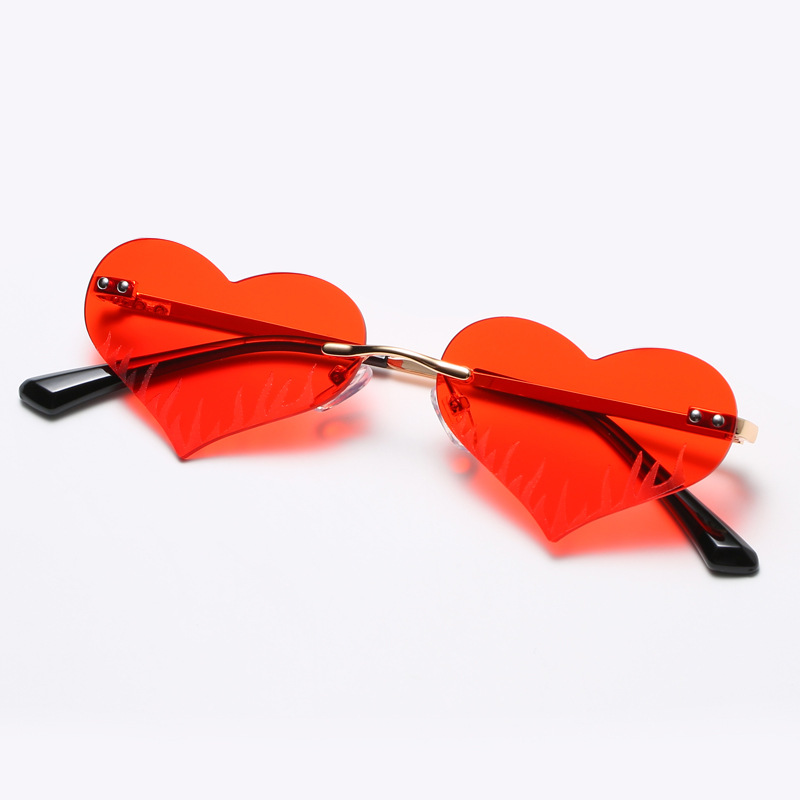 

Fashionable Heart shaped Flame Sunglasses frameless love glasses sunglasses Sun Glasses eyewear UV400 Protection Free Shipping S2091