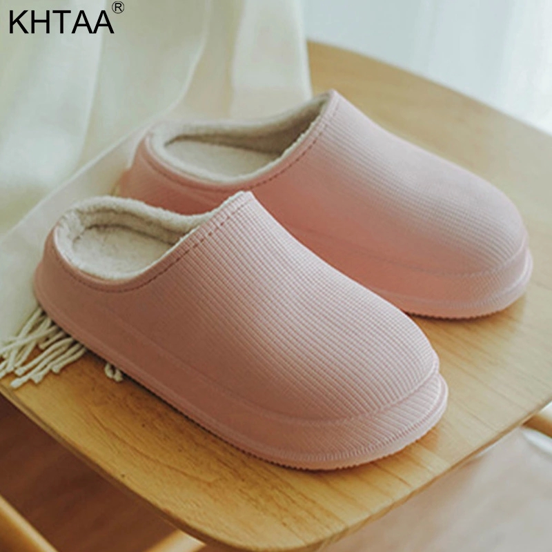 

Waterproof Home Slippers Shoes Women Winter Warm Non Slip Indoor Cotton Ladies Slippers Comfortable Memory Foam Couple Shoes #QG1o, Black