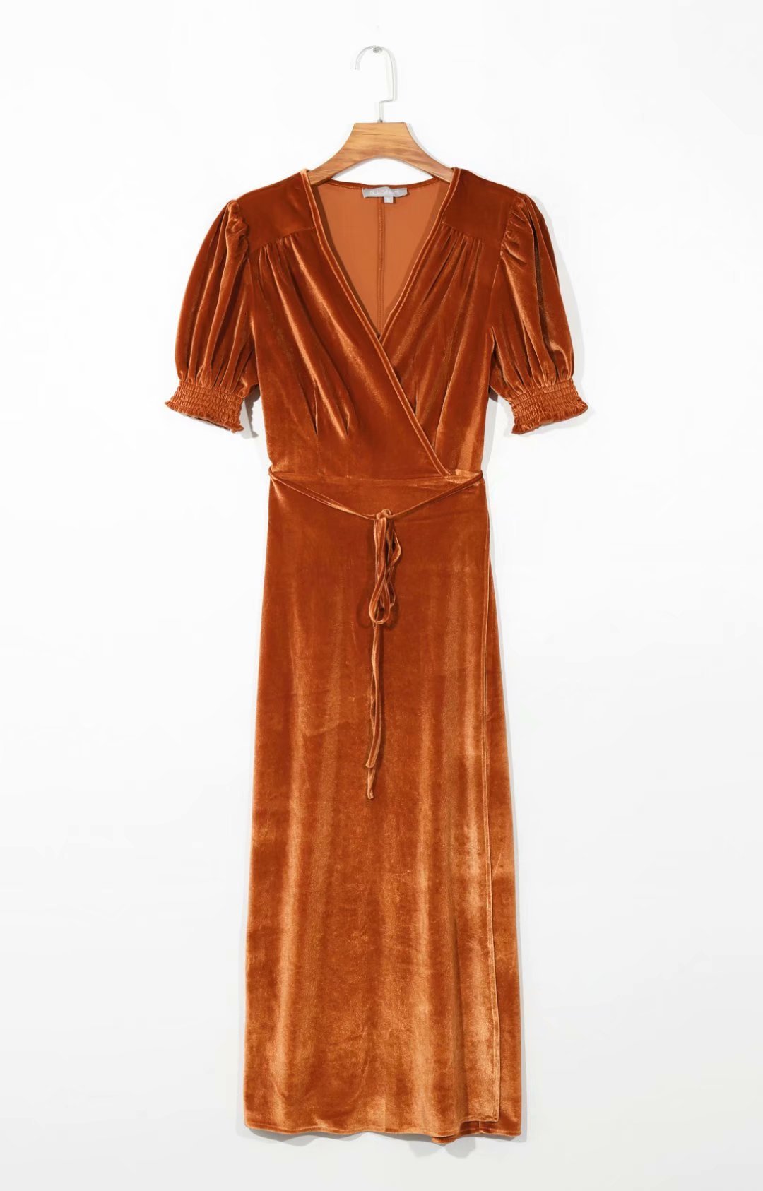 

2021 New Autumn European and American Women' V-neck Long Slim Veet Short Sleeve Factory Wholesale Hpfl, See chart