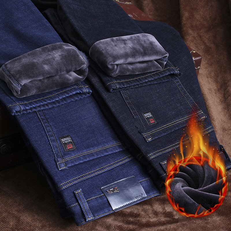 

2020 Winter Fleece Warm Breen's Breen From Occasional Straight Trecho Blue Gross Denim Masculine Jeans U2wr, Xp3388 black