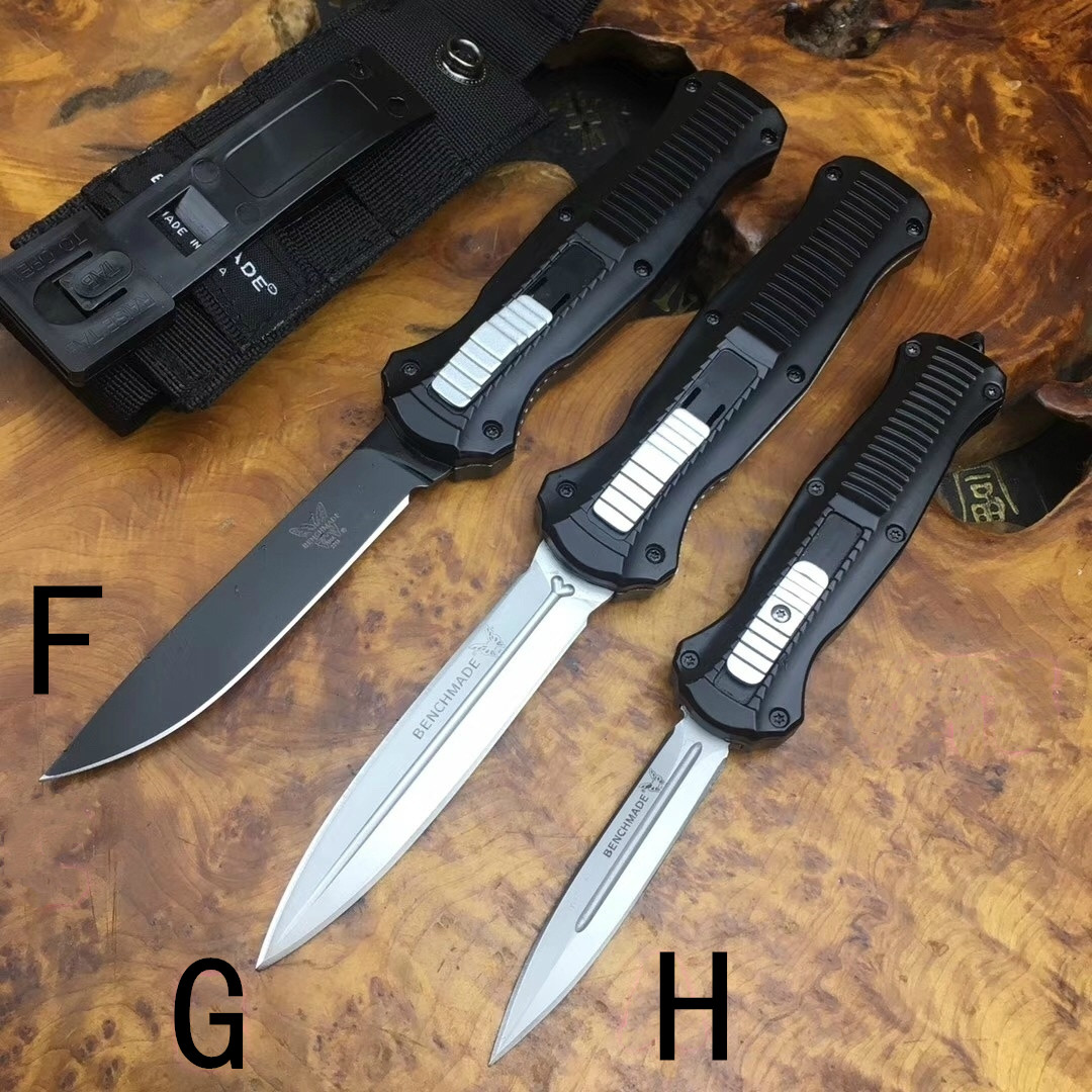 

Benchmade Infidel AUTO Knife D2 Satin Double Edge Blade, Black Aluminum Handles BM 3300 BM 3200 Tactical Automatic knife Self-defense tool