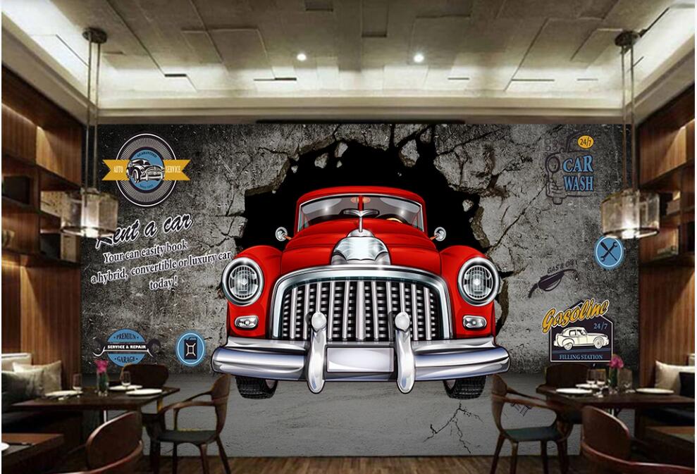 

custom photo mural 3d wallpaper Retro car loft restaurant living room home decor 3d wall muals wall paper for walls 3 d in rolls, Non-woven wallpaper