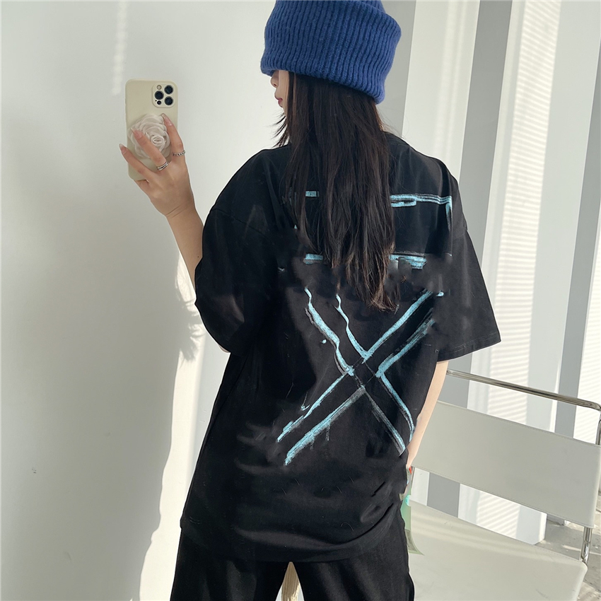 

2022 Summer Mens Womens Designers T Shirts Loose Tees Offs Fashion Brands Tops Man  Casual Shirt Clothing Street White Shorts Sleeve Clothes Polos Tshirts, Black