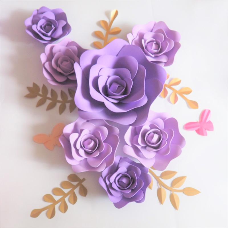 

2020 Artificial Giant Foam Paper Flowers Backdrop 7PCS+Leaves 5PCS+Butterflies 2PCS For Wedding & Event Baby Nursery Baby Shower, Custom color