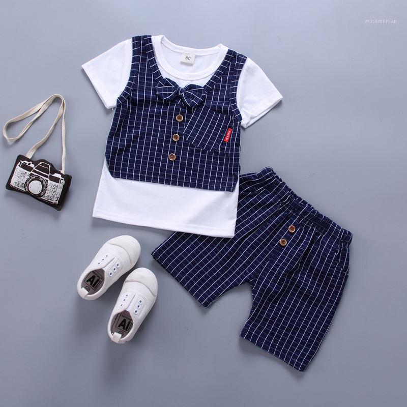 

Fashion Summer Children Boys Girls Clothes Kids Cotton plaid T-Shirt Short 2Pcs/Sets Toddler Clothing Sets Infants Tracksuits1, Bl s jia2 green