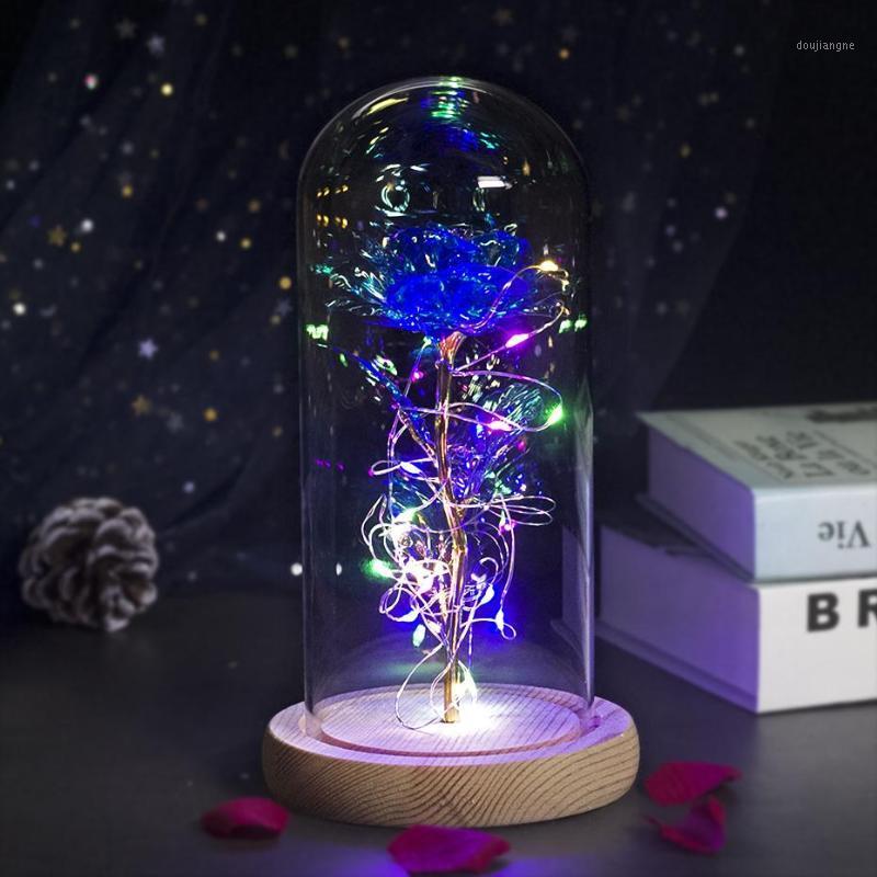 

Color LED Rose In Glass Fake Flower Dried Flower Rose Gift Home Decoration Mother's Day Valentines Party Christmas Wedding Gift1, A07