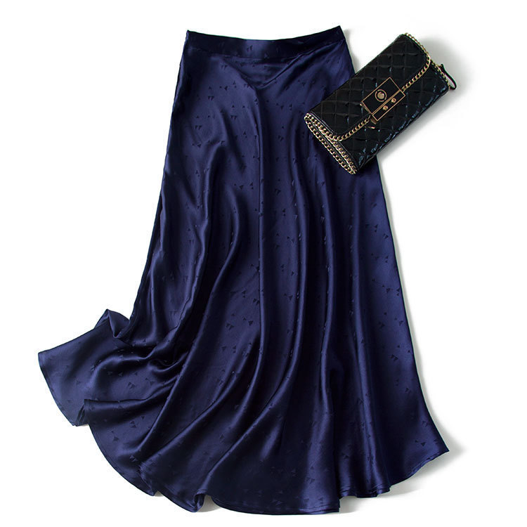 

2020 Jacquard New Heavy Satin Skirt for Woman Versatile High Waist Silk Line F0218 83sn, See chart