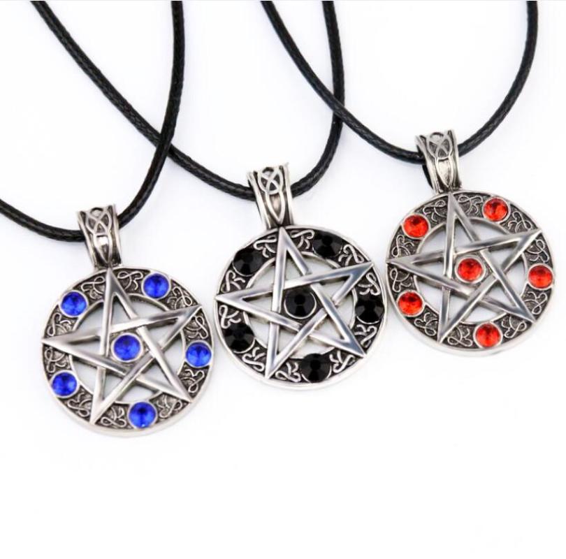 

New Woman Men Retro Necklace Pentagram Pentacle Five-Pointed Star Wicca Pagan Dean Winchester Pendant Gothic Jewelry, Silver