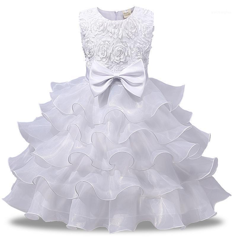 

Girl's Dresses Children Princess Dress Flower Bow Girls Party Wedding Clothing Kids Ball Gown For Girl Summer Baby Toddler Teen Costume1, Beige