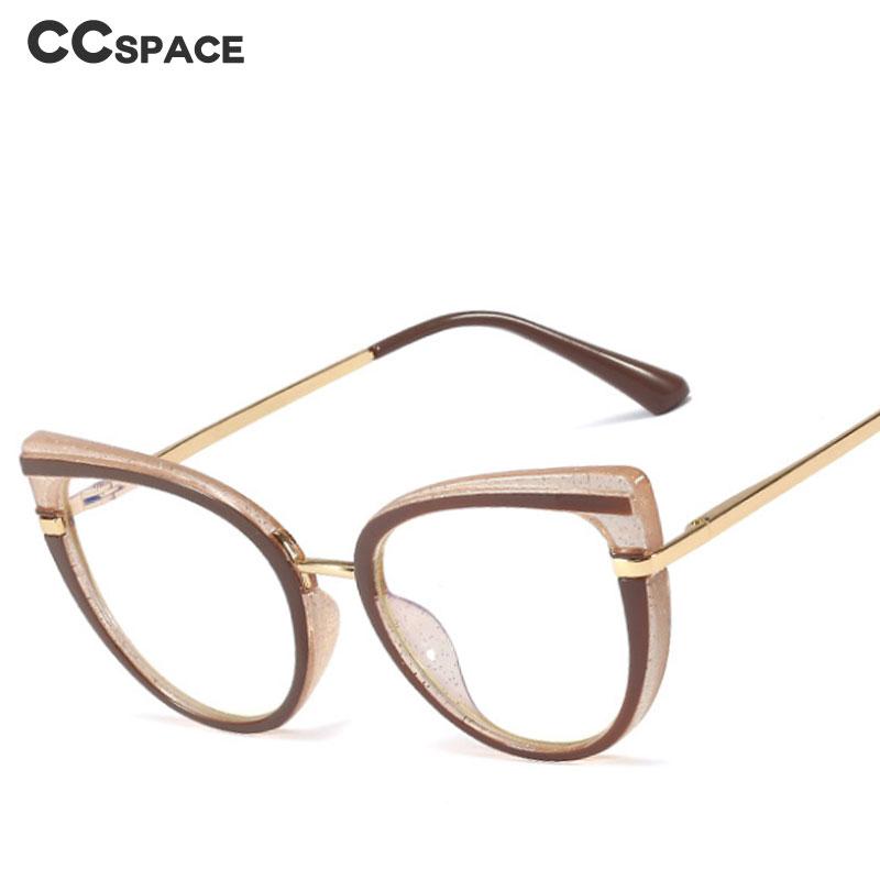 

48271 Tr90 Plastic Titanium Cat Eye Metal Glasses Frame Anti-Blue Light for Men and Women Optical Computer Eyeglasses Flat Lens