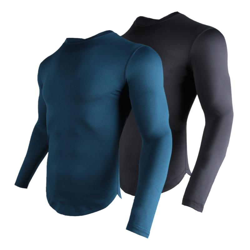 

2021 Spring Men's T Shirt Fitness Quick-Drying Tight Long Sleeve Gym Clothing T Shirt Training Running for Men Sports, Blue
