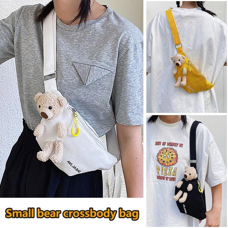 

New Crossbody Bags For Women Bear Chest Bag Fashion Lady Canvas Cartoon Print Realistic Cute Bag Bolsos De Mujer Nerka Damska1, Sky blue