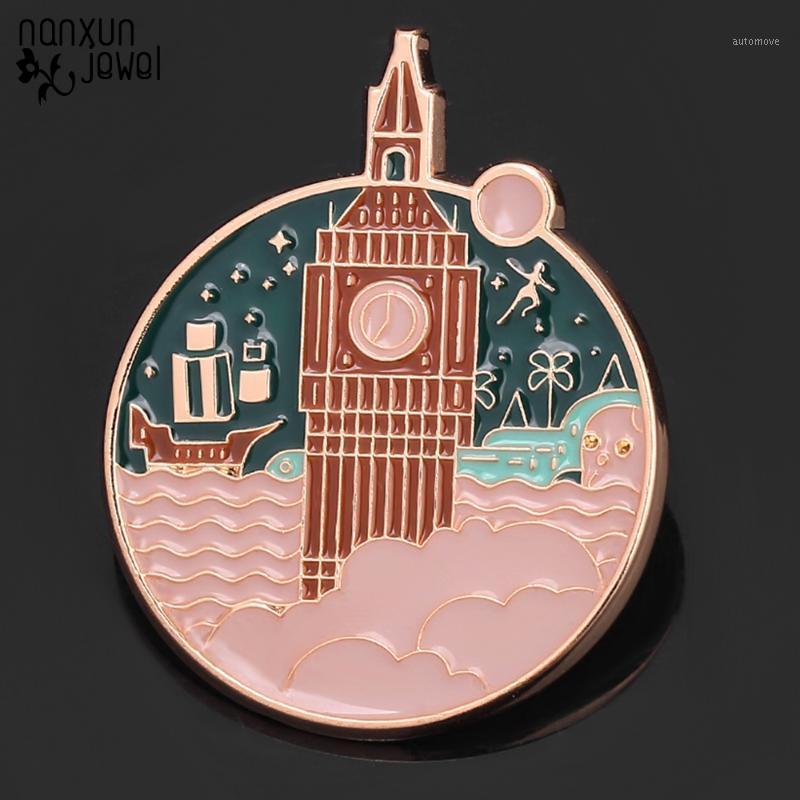

Geometric Enamel Brooches Pin brown wave buliding Pins and Brooches Hat demin Badge Cute Fashion Jewelry Accessories Gifts1