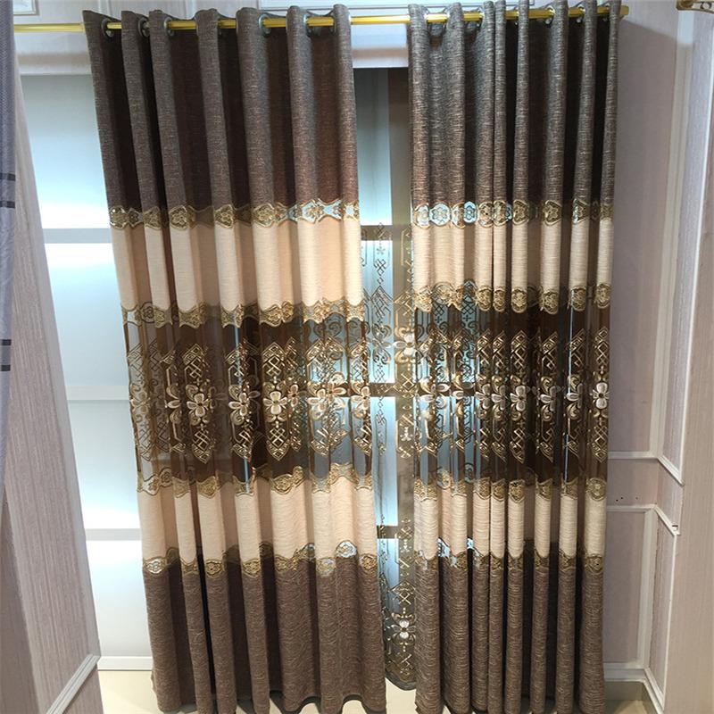 

Luxury Hollow Out Embroidered Curtains for Living Room Blue Chenille Villa European French Window Treatment Drapes JS241C, Tulle 02