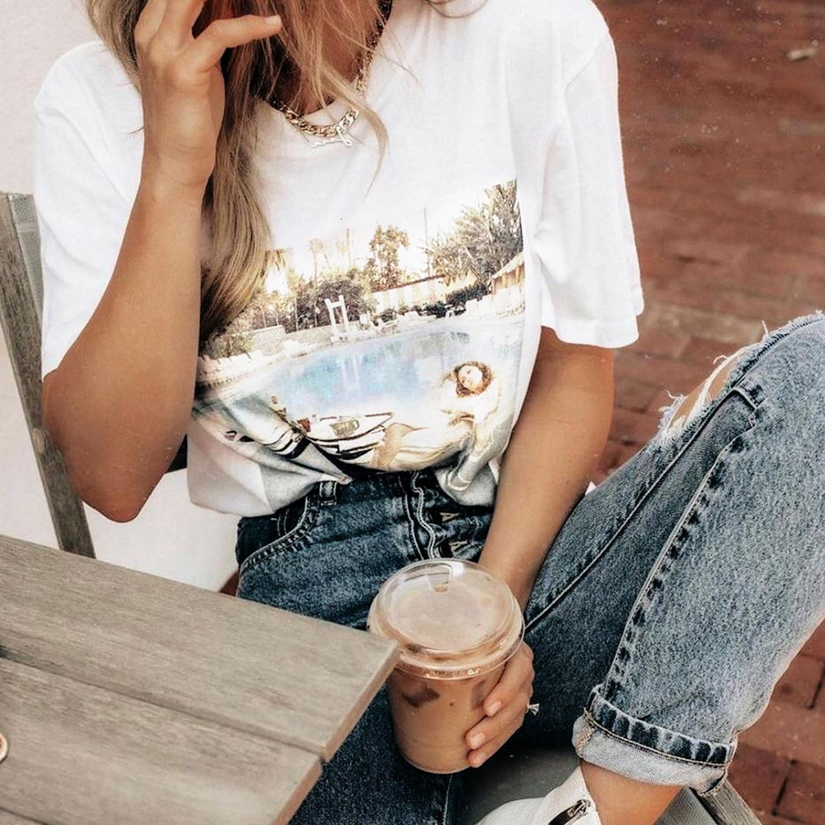 

New Retro Image Print Tees Woman Summer Short Sleeve o Neck Cotton Classic Shirt Tshirts Casual Vintage Nostalgia T-shirt Tops 2021 T6tt, White