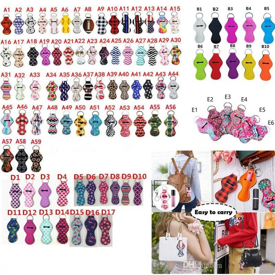 

182 Colors Pattern Printing Chapstick Holder Keychain Girl Chapstick Lipstick Keychain For Party Favors Xmas Valentines Gifts US STOCK
