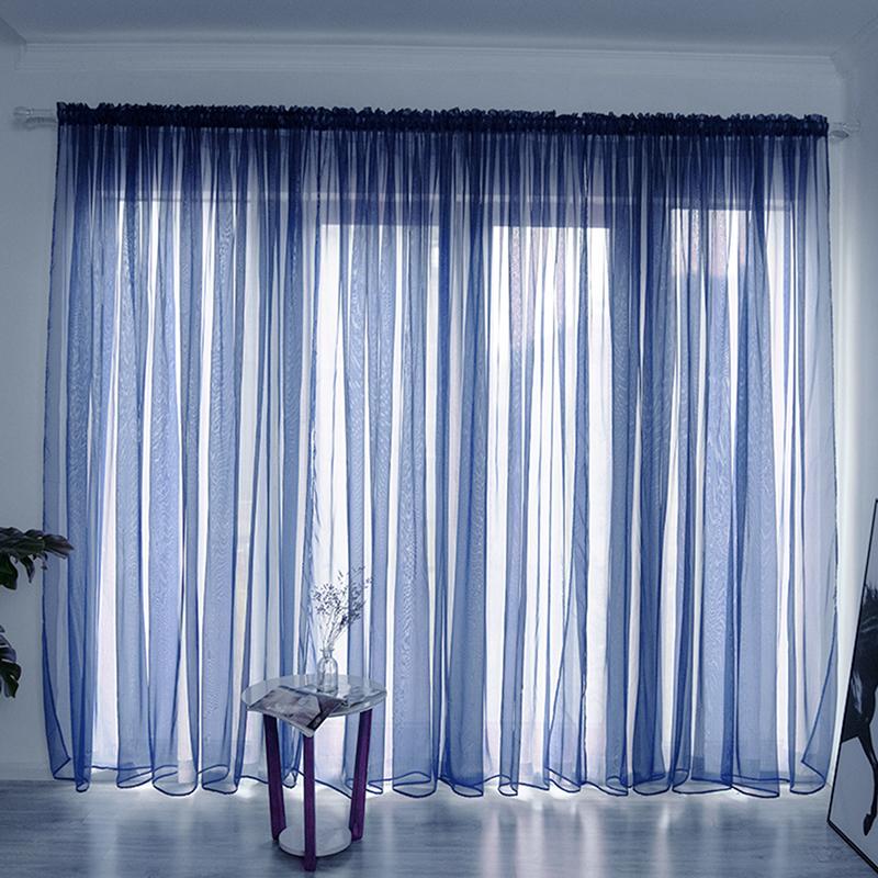 

Solid Color Tulle Curtains For Living Room Decoration Modern Chiffon Solid Sheer Voile Kitchen Curtain, Gray
