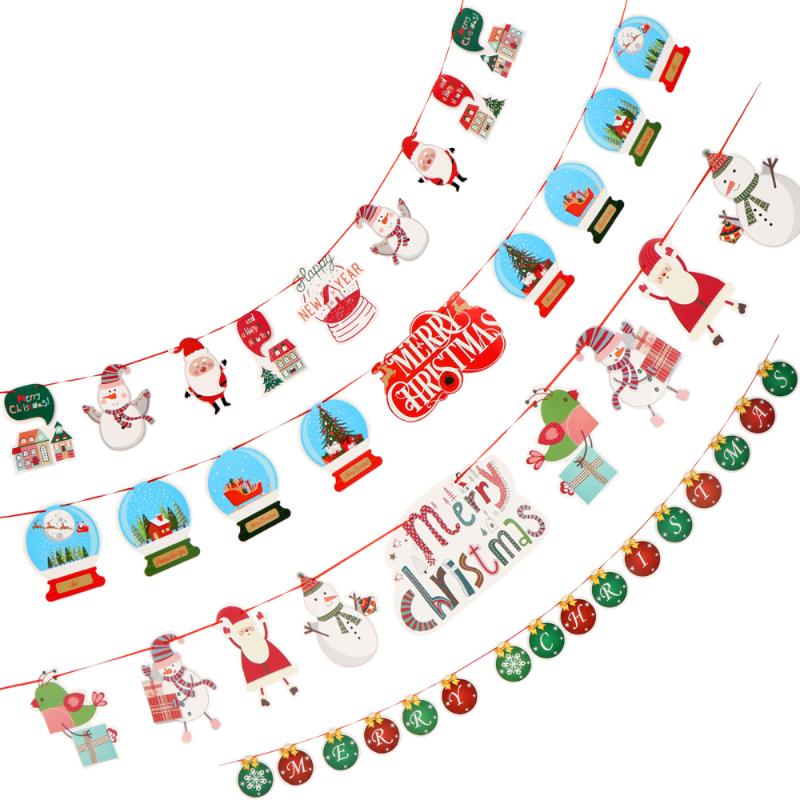

1 set 4pcs Creative Party Christmas Pattern Paper Banner Hanging Ornaments, Assorted color