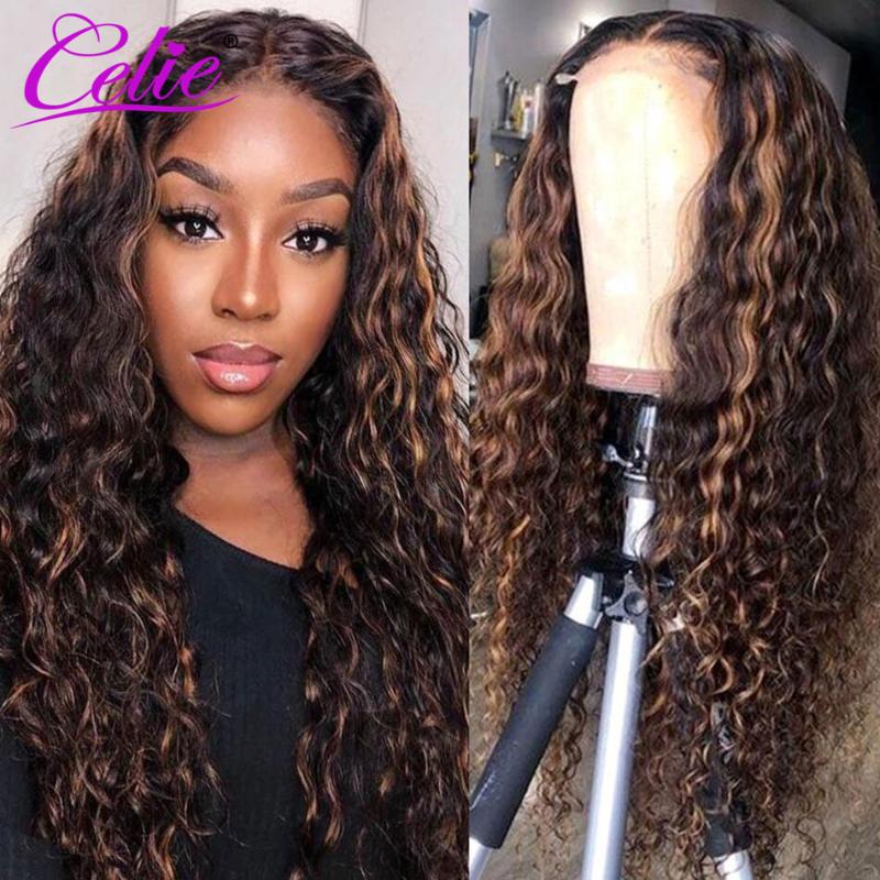 

Celie Highlight Wig Water Wave Lace Front Human Hair Wigs Wet And Wavy Lace Front Wigs Water Wave Wig Colored Human Hair, As pic