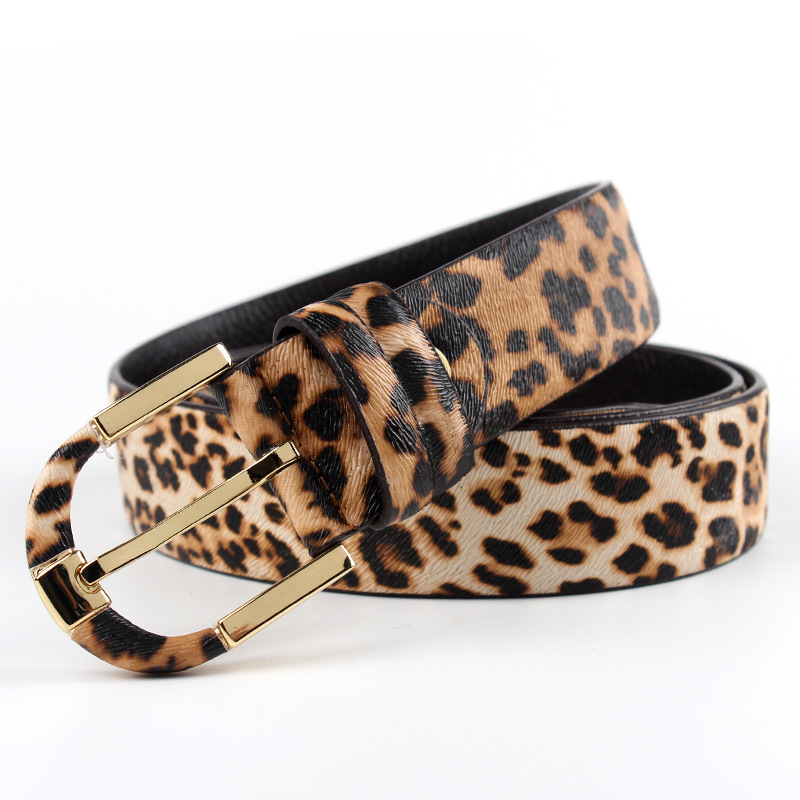 

Fashion lady belts Leopard designer cow real leather belt for women luxury belt for men women, Black;brown