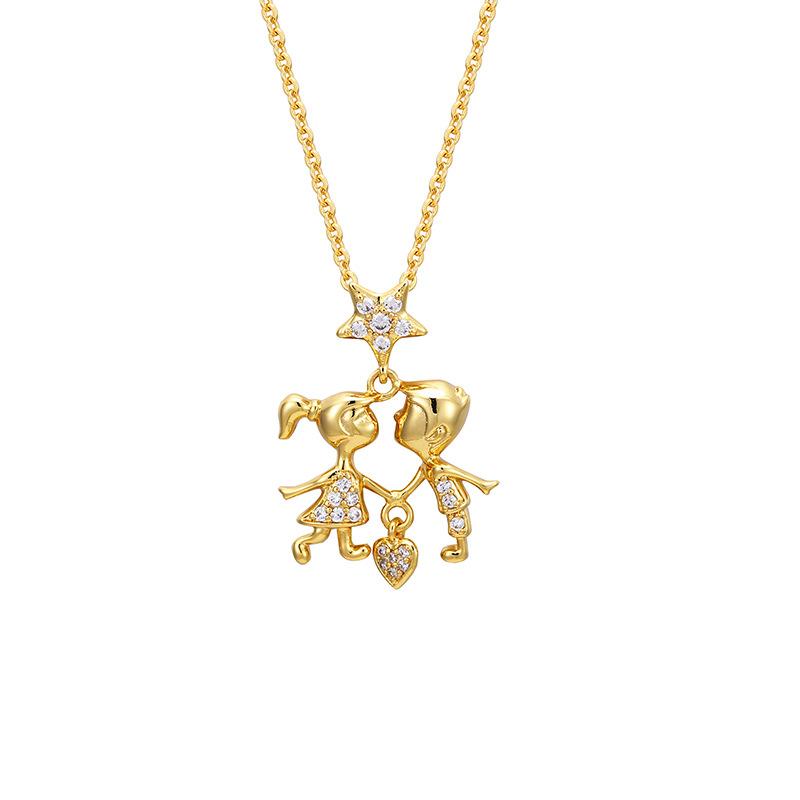 

Chains Cartoon Doll Love Zircon Couple Necklace Ins Anniversary Gift