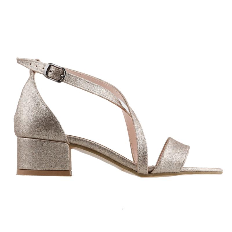 

Ayakland 616-1171 Daily 3 Cm Heel Lady Silvery Sandals Shoes, Burgundy