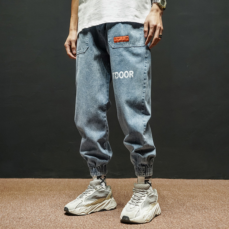 

2021 New Newly Fashion Fit Printed Designer Denim Streetwear Hip Hop Men Pants Y464, Blue
