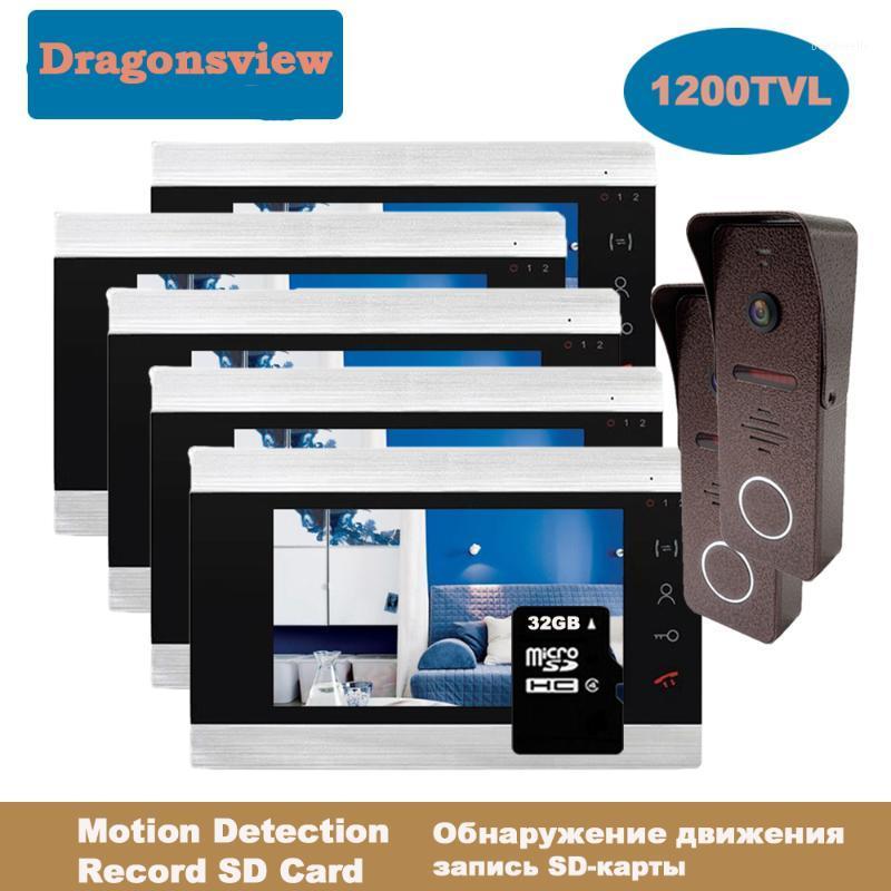 

Dragonsview Wired Video Intercom System Video Doorbell Camera Door Phone 3 4 5 6 Monitors 7 Inch 2 Outdoor Panels Record1