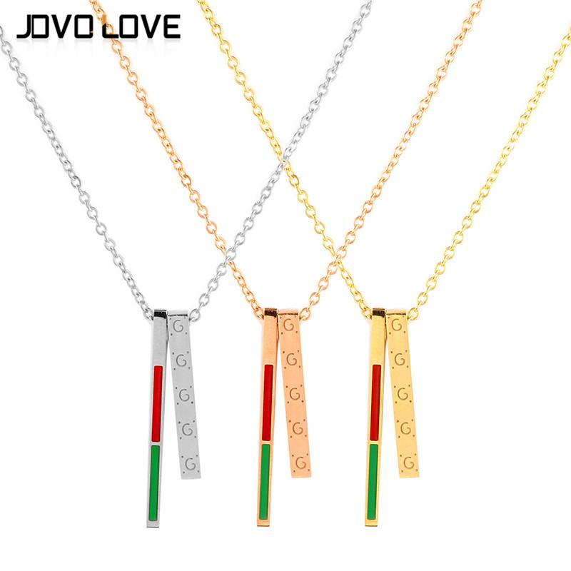 

Women Stainless Steel Necklaces Long Strip Jewelry Colorful Trendy Stick Pendant Necklace Hollow Long Link Chain Collier Femme