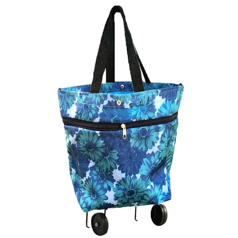 Selotrot Shopping Pieghevole Rimorchiatore Borsa Portatile Multifunzione Grande capacit/à Oxford Totalizzatore Carrello Verde
