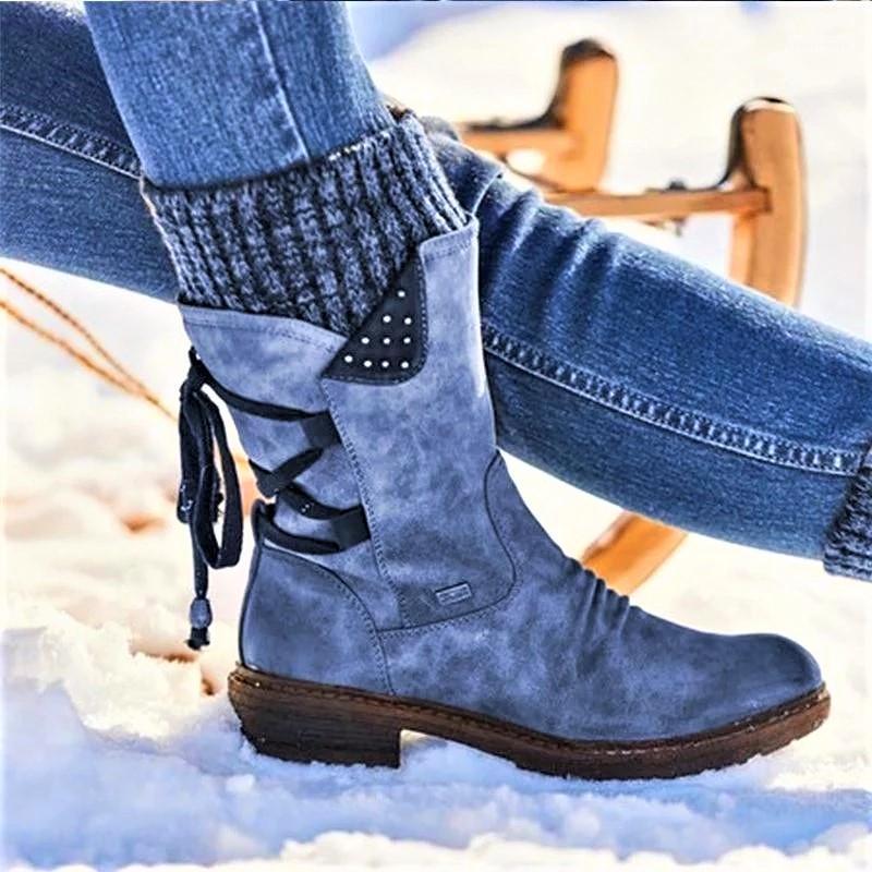

Lowest Price with Best Quality and Free Gift - Women Boots winter autumn girls Flat Heel Boot Fashion Knitting Patchwork shoes1, Black