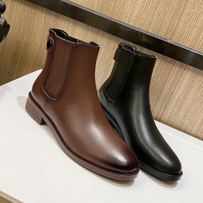 

Bright2021 Women's Low Ankle Boots1, Brown velvet