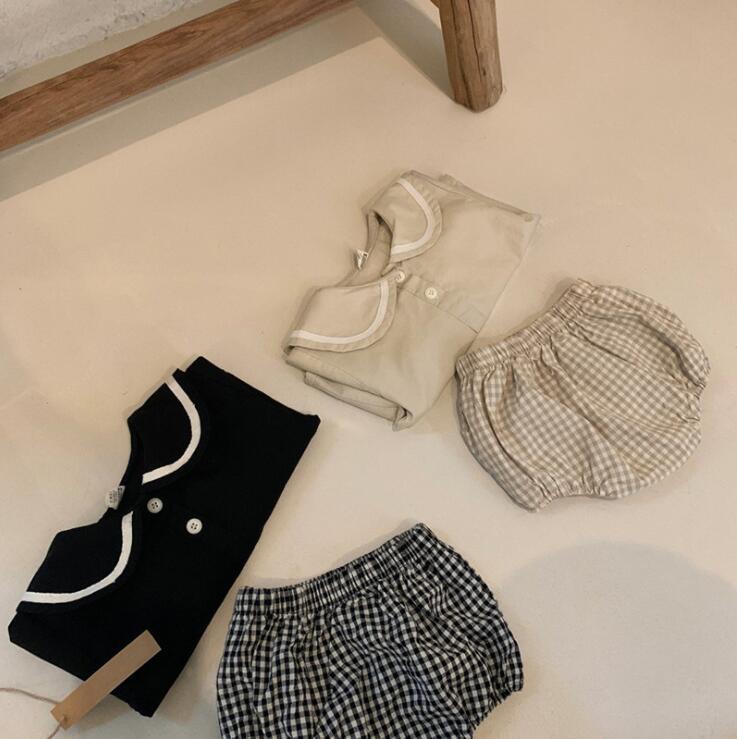 

2021 New Girls Boys 2 Pcs Set T Shirt +Shorts Spring Cotton Fashion Girls Suits 6-24 Month QS407, Black