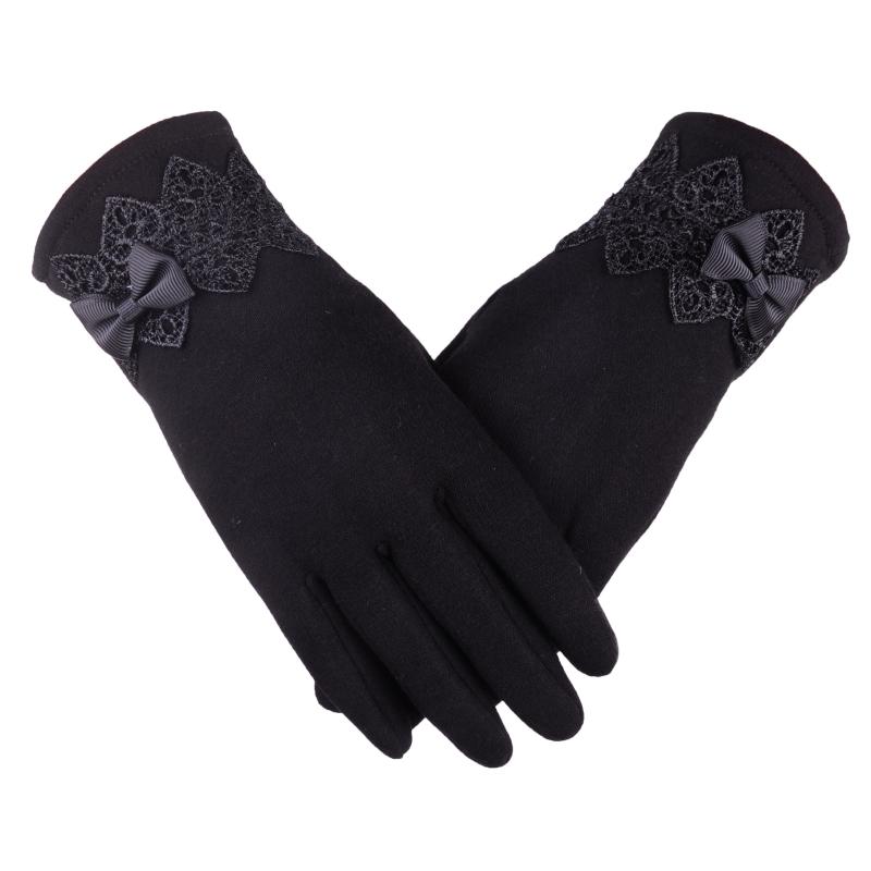 

Gloves Women's Winter Warmcotton GlovesMittensWomen's GlovesBowknot Winter Gloves Add Velvet To Keep Warm Mittens