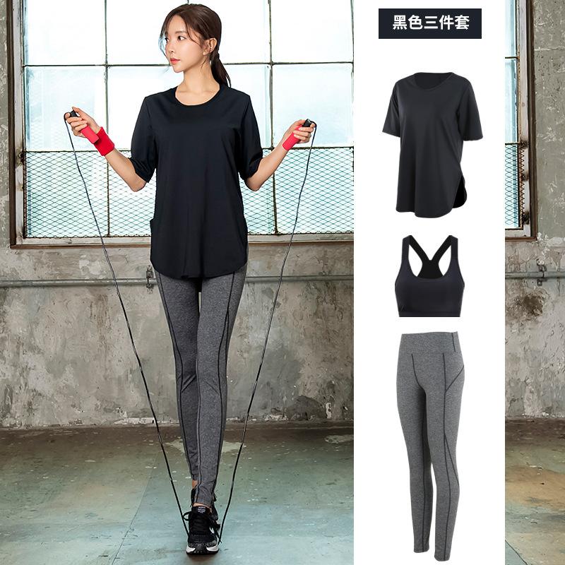 

2/3 PCS Women Seamless Yoga Set Fitness Sports Suits Gym Clothing Long Sleeve Crop Top Shirts High Waist Running Leggings Workou, Black 2 piece set