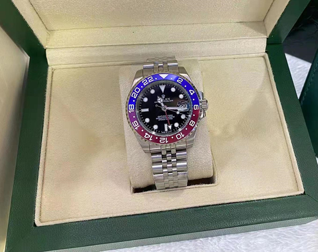 

Top sale Luxury Watches High Quality II 116719 Red Blue Ceramic Bezel 40mm GMT 116719BLRO 18K White Gold NEW Automatic Mens Watch, Style 1 original box + watch