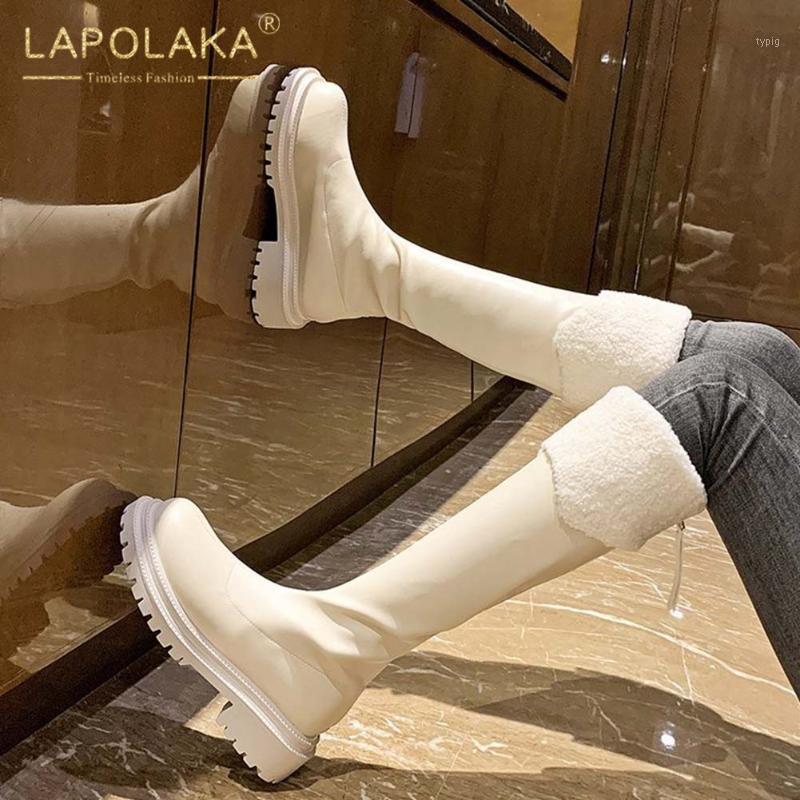 

Lapolaka 2021 New Design Comfortable INS Dropship Warm Winter Boots Woman Shoes Short Plush Design British Style Boot Lady Shoe1, Beige
